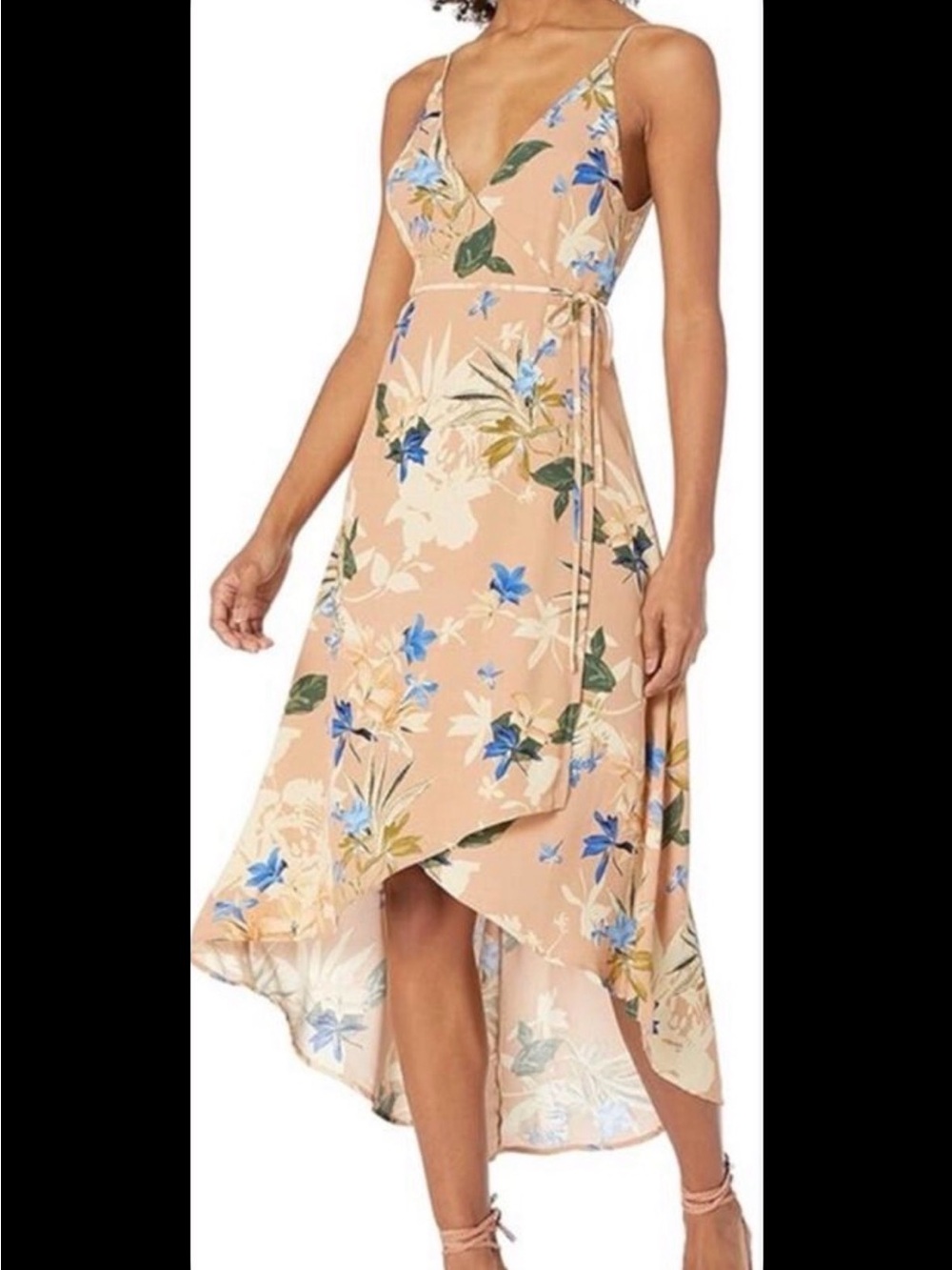 Astr Blush Floral Wrap High-Low Dress